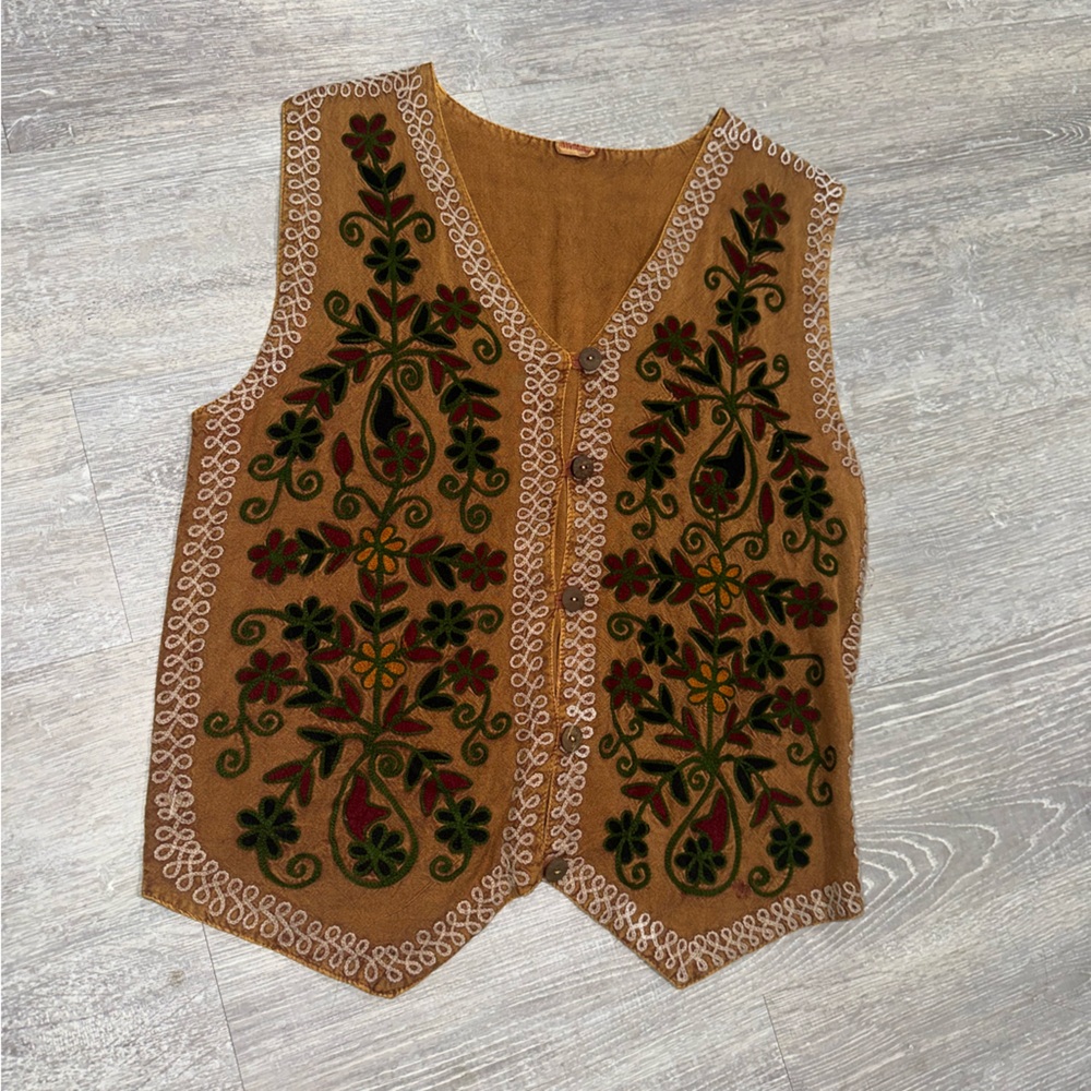 Embroidered Floral Vest - unique piece